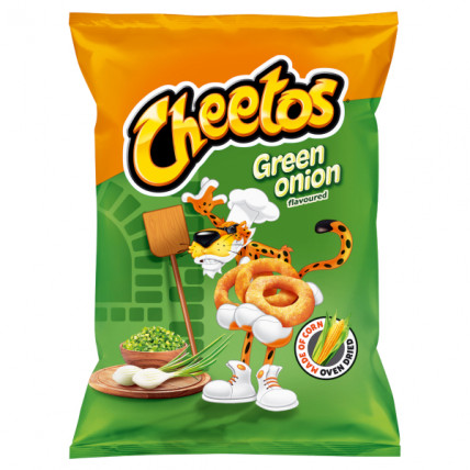 bilde av cheetos maispops grønn løk smak 14*130g