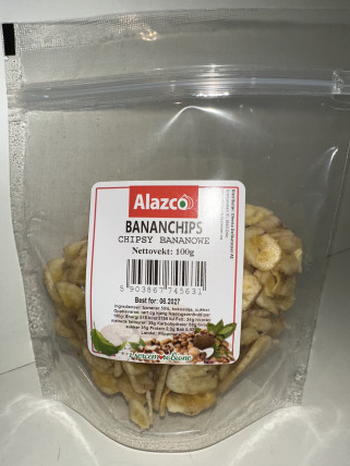 bilde av alazco banana chips 25*100g